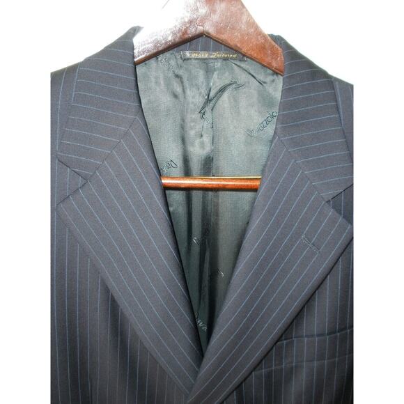 RAVAZZOLO Men's Navy Pinstripe Sport Coat Blazer ING LORO PIANA WOOL, Size 44R - Picture 2 of 5